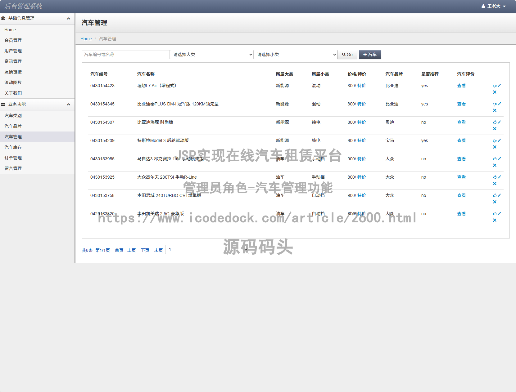 管理员角色-汽车管理