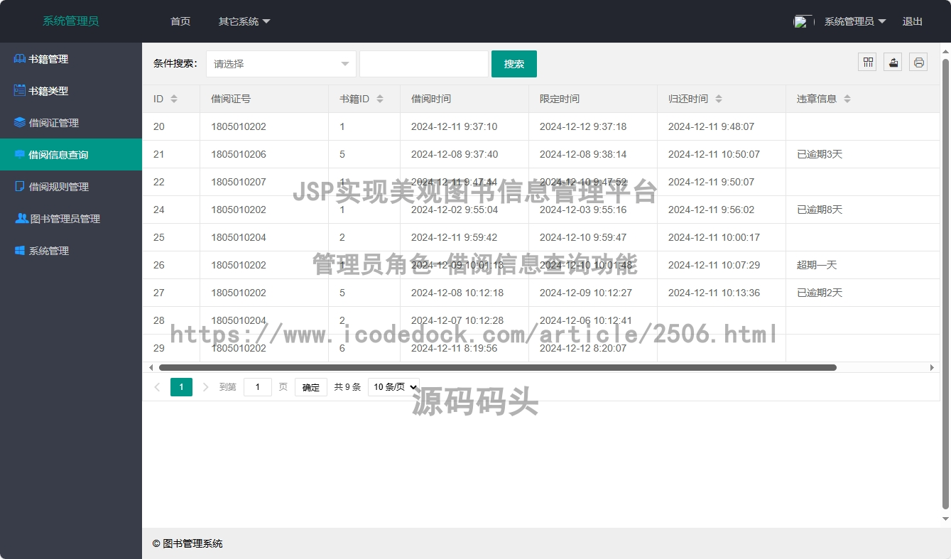 管理员角色-借阅信息查询