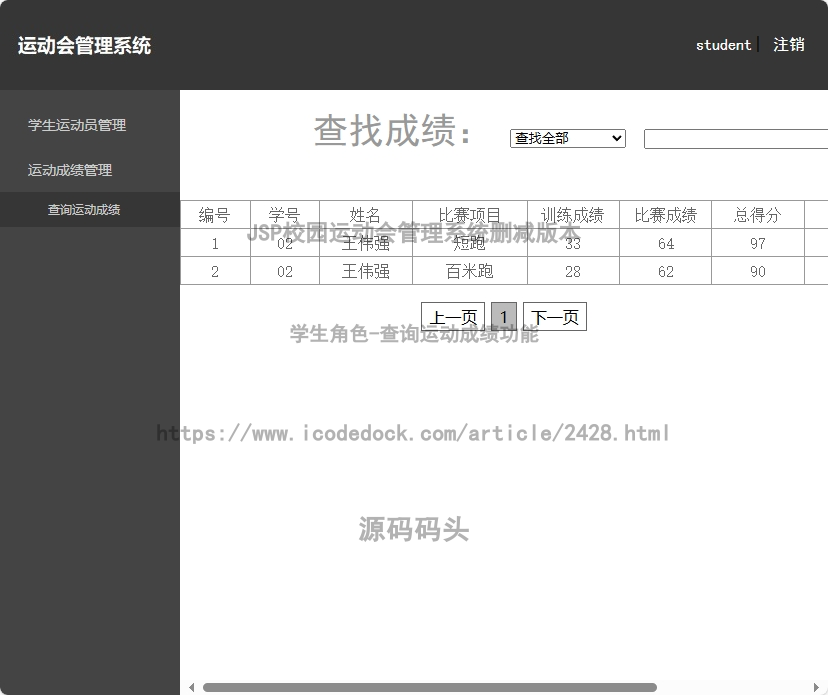 学生角色-查询运动成绩