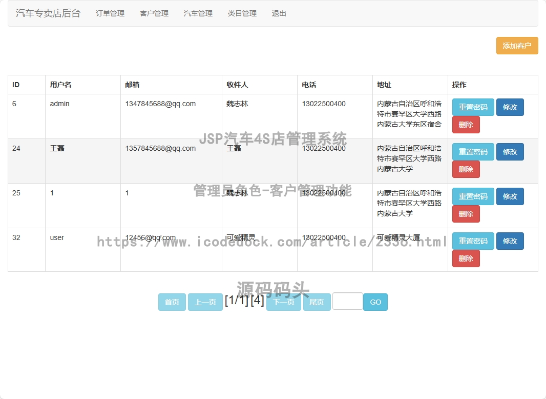 管理员角色-客户管理