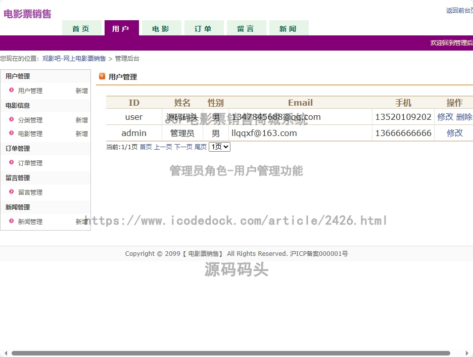 管理员角色-用户管理