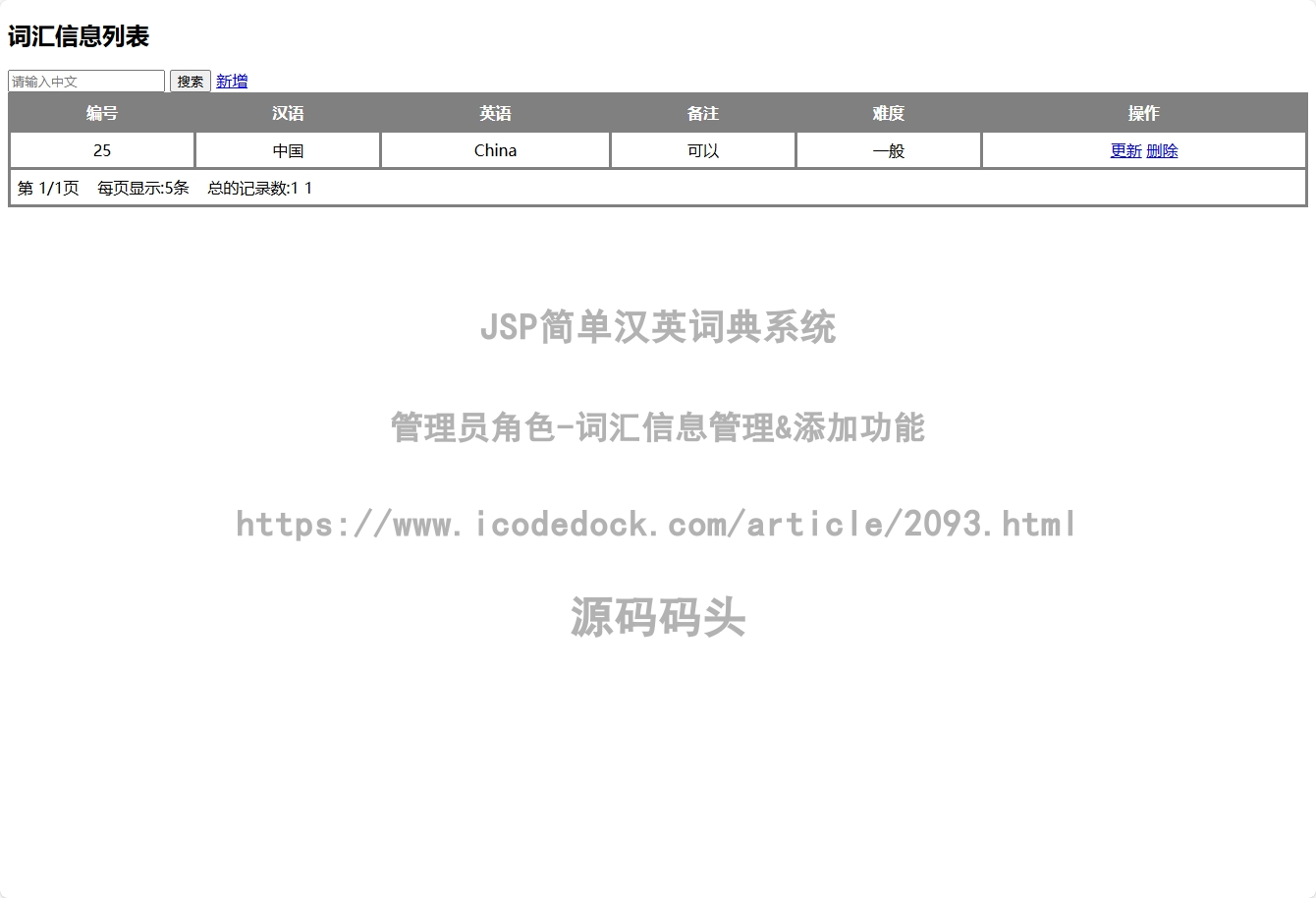 管理员角色-词汇信息管理&添加