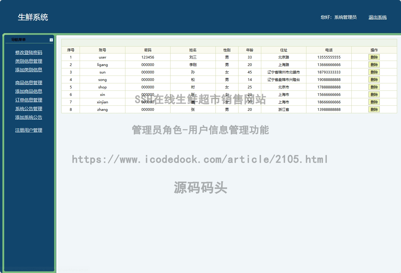 管理员角色-用户信息管理