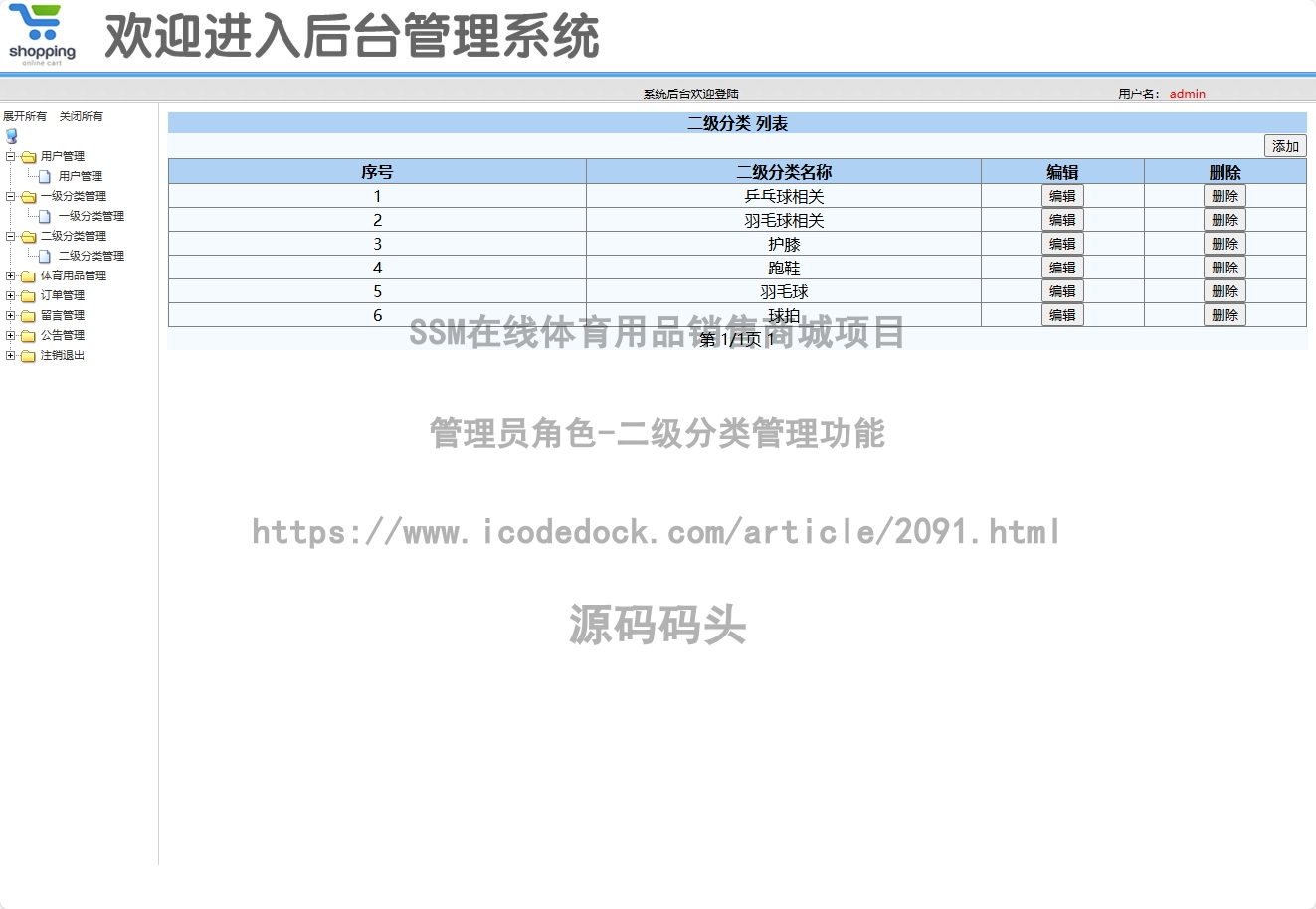 管理员角色-二级分类管理