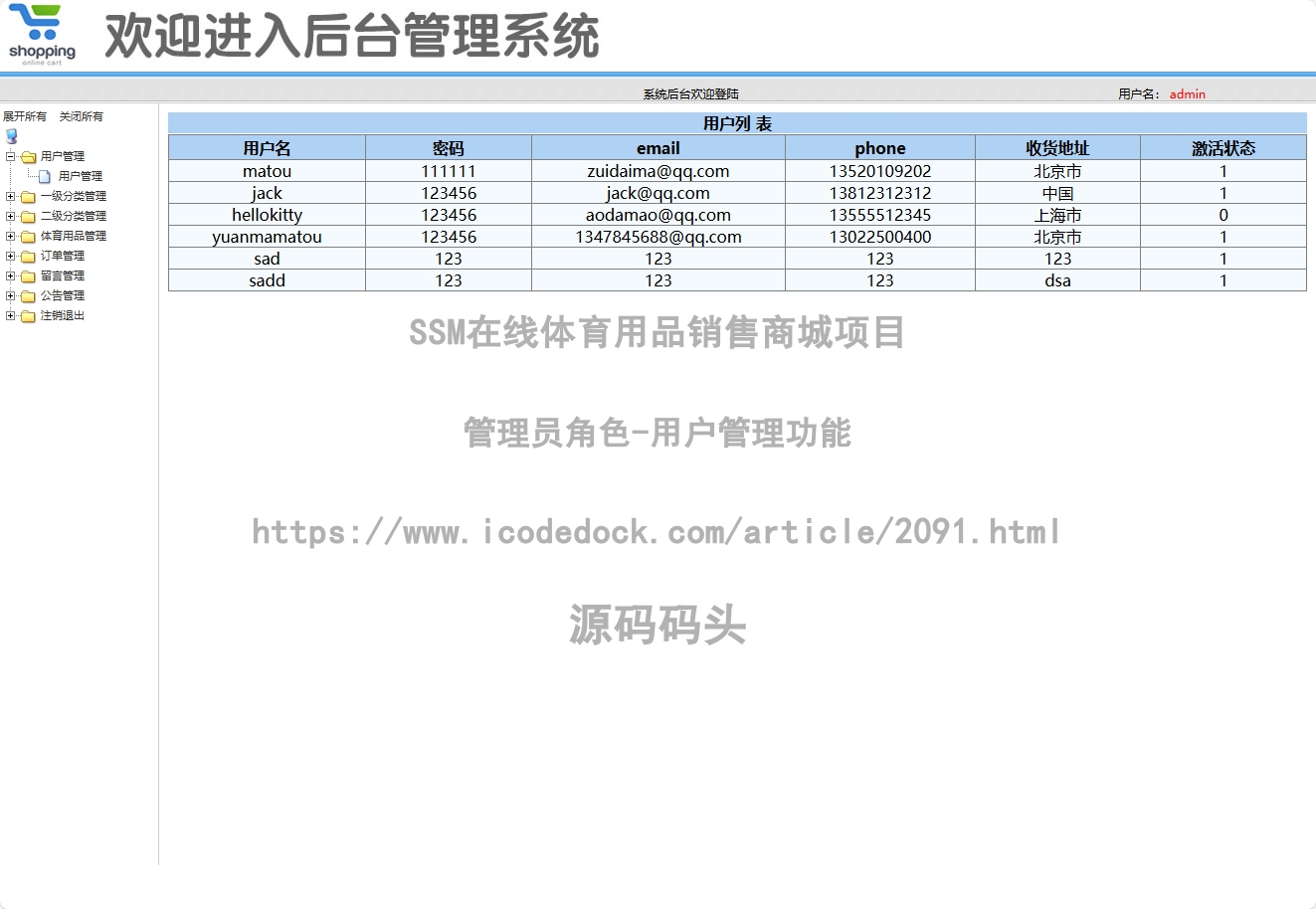 管理员角色-用户管理