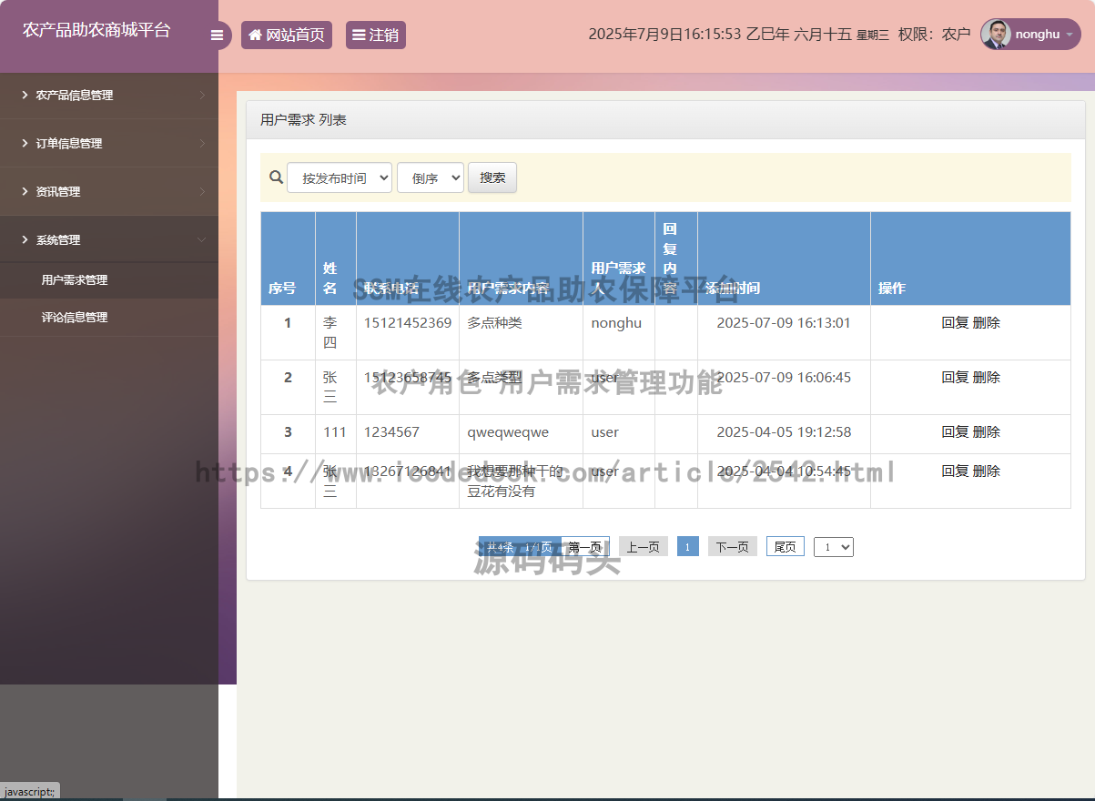 农户角色-用户需求管理