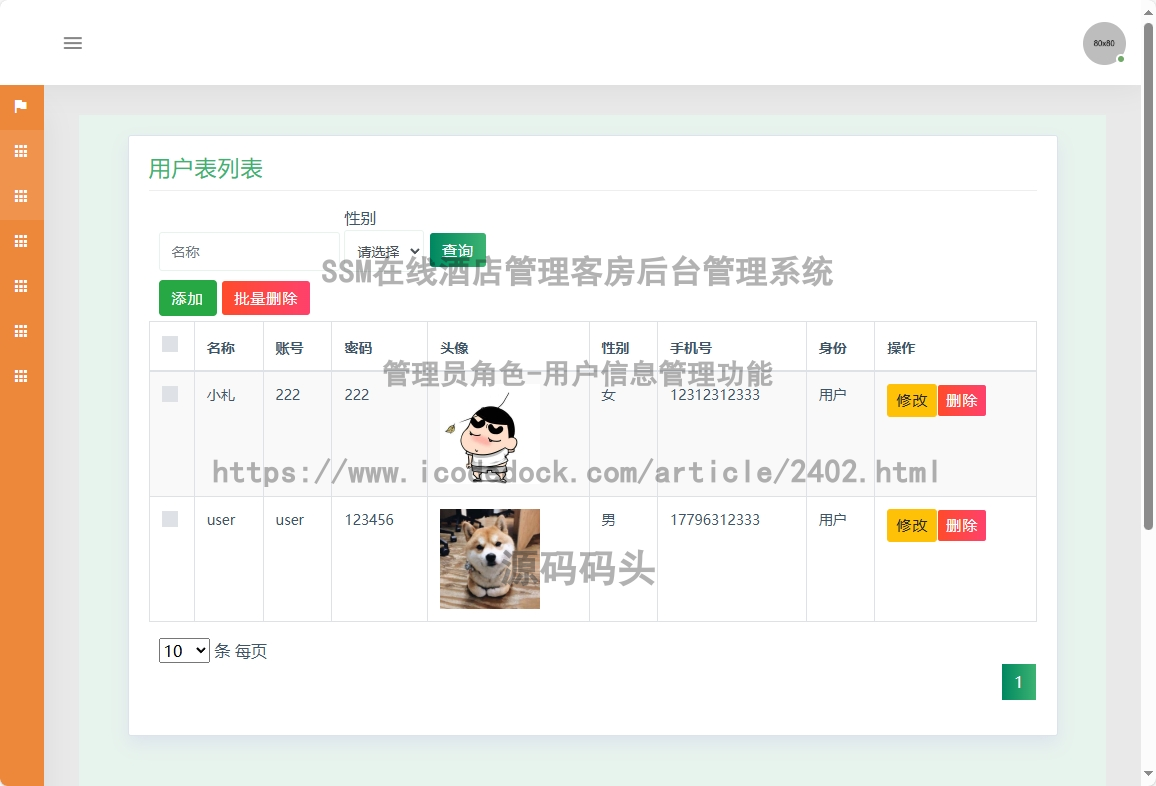 管理员角色-用户信息管理