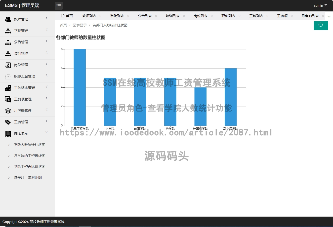 管理员角色-查看学院人数统计