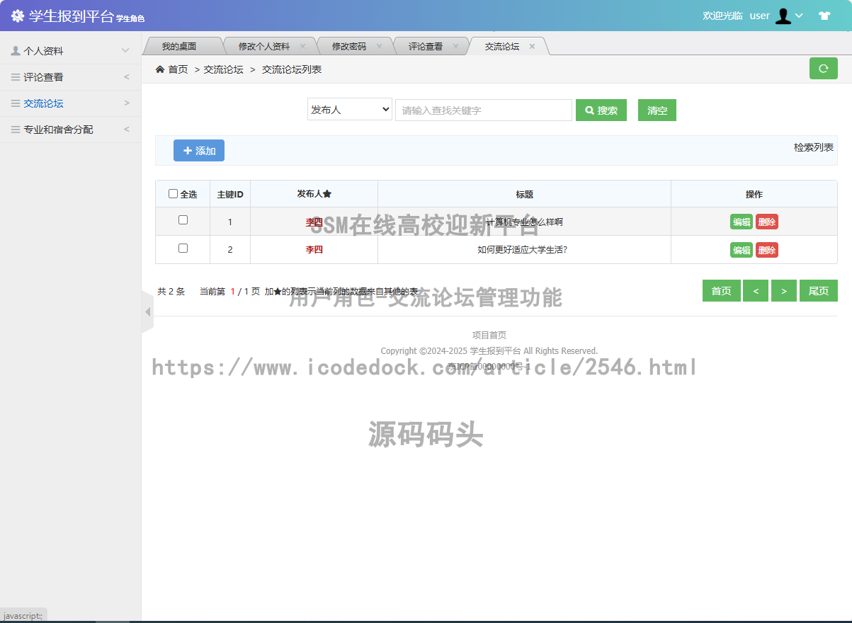 用户角色-交流论坛管理