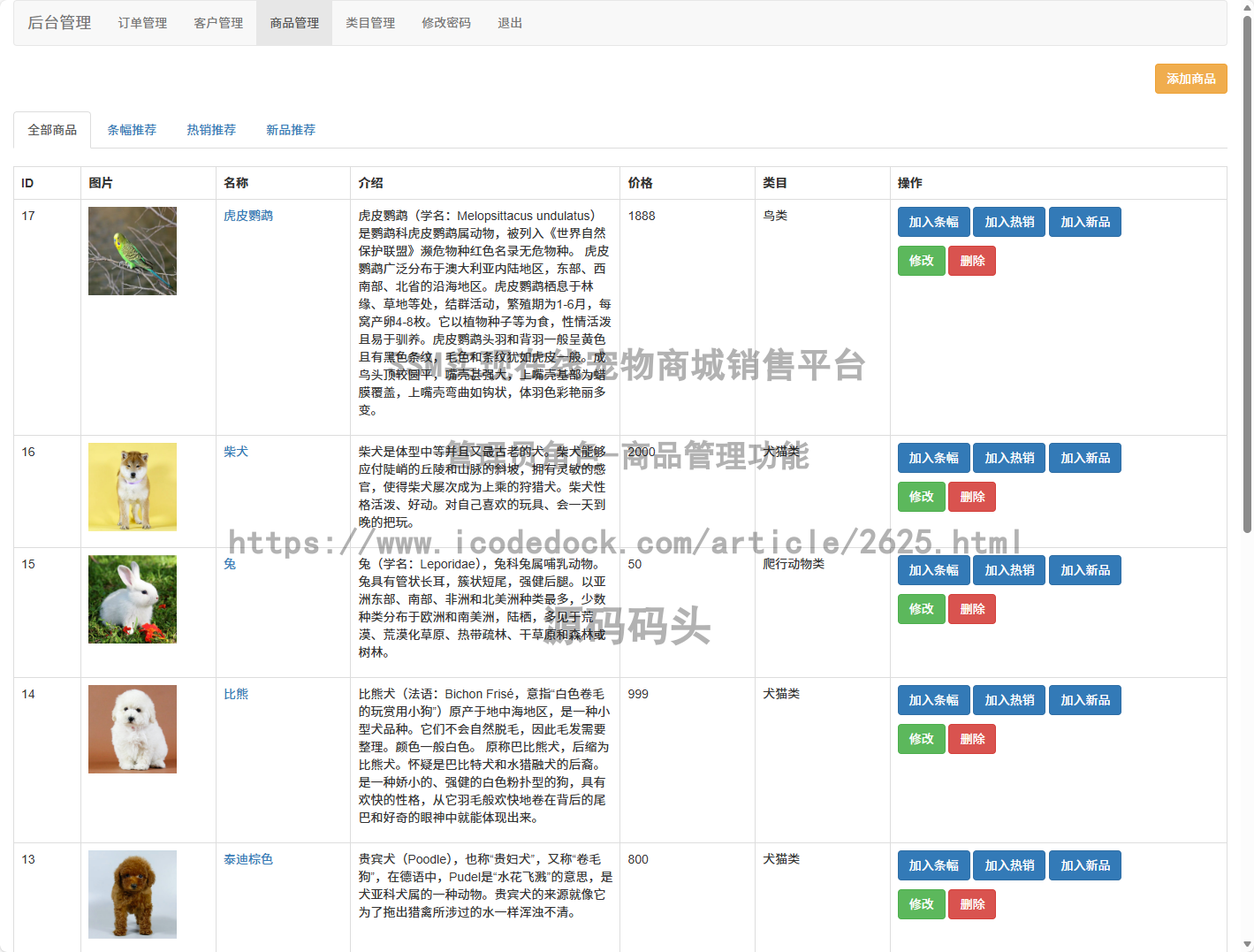 管理员角色-商品管理