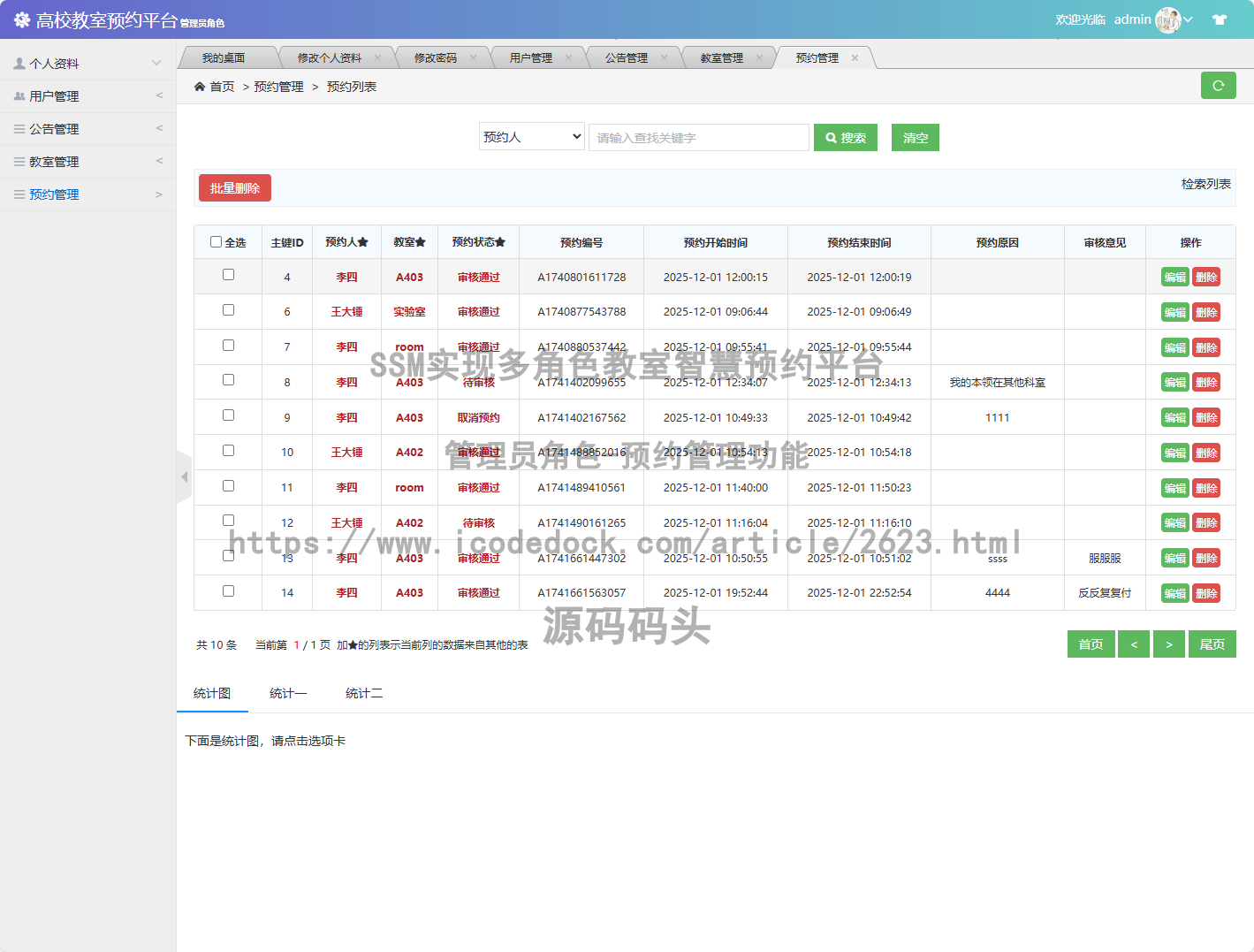 管理员角色-预约管理