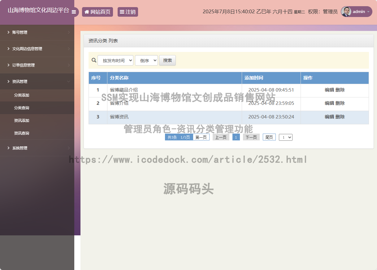 管理员角色-资讯分类管理
