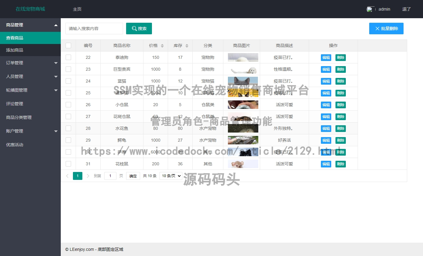 管理员角色-商品管理