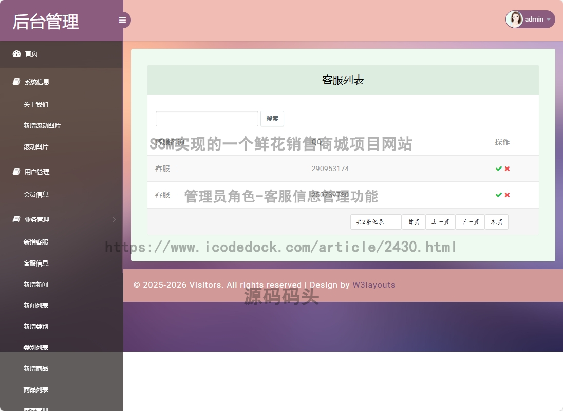 管理员角色-客服信息管理