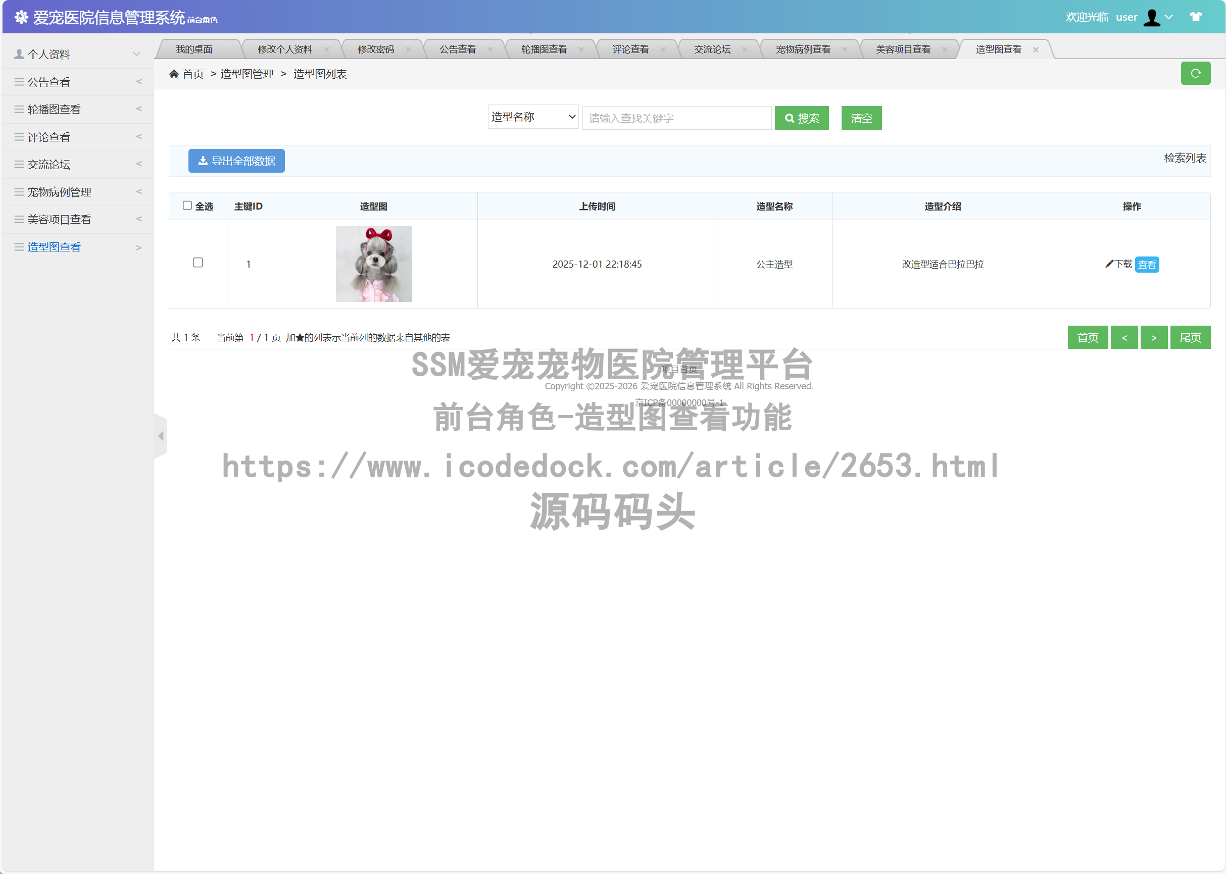 前台角色-造型图查看