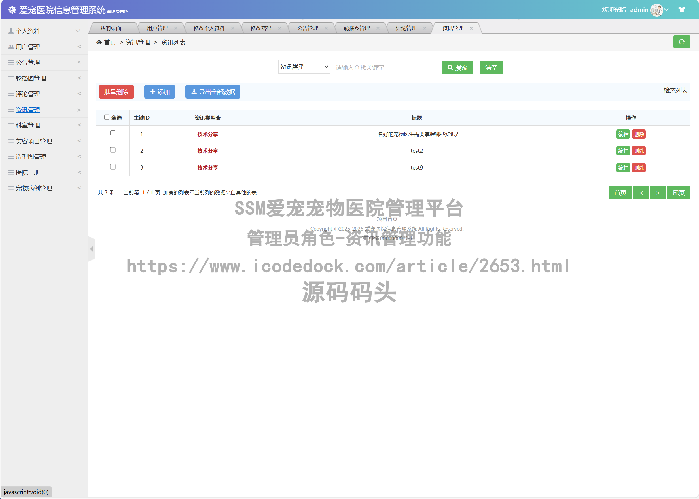 管理员角色-资讯管理