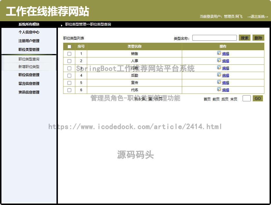 管理员角色-职位类型管理