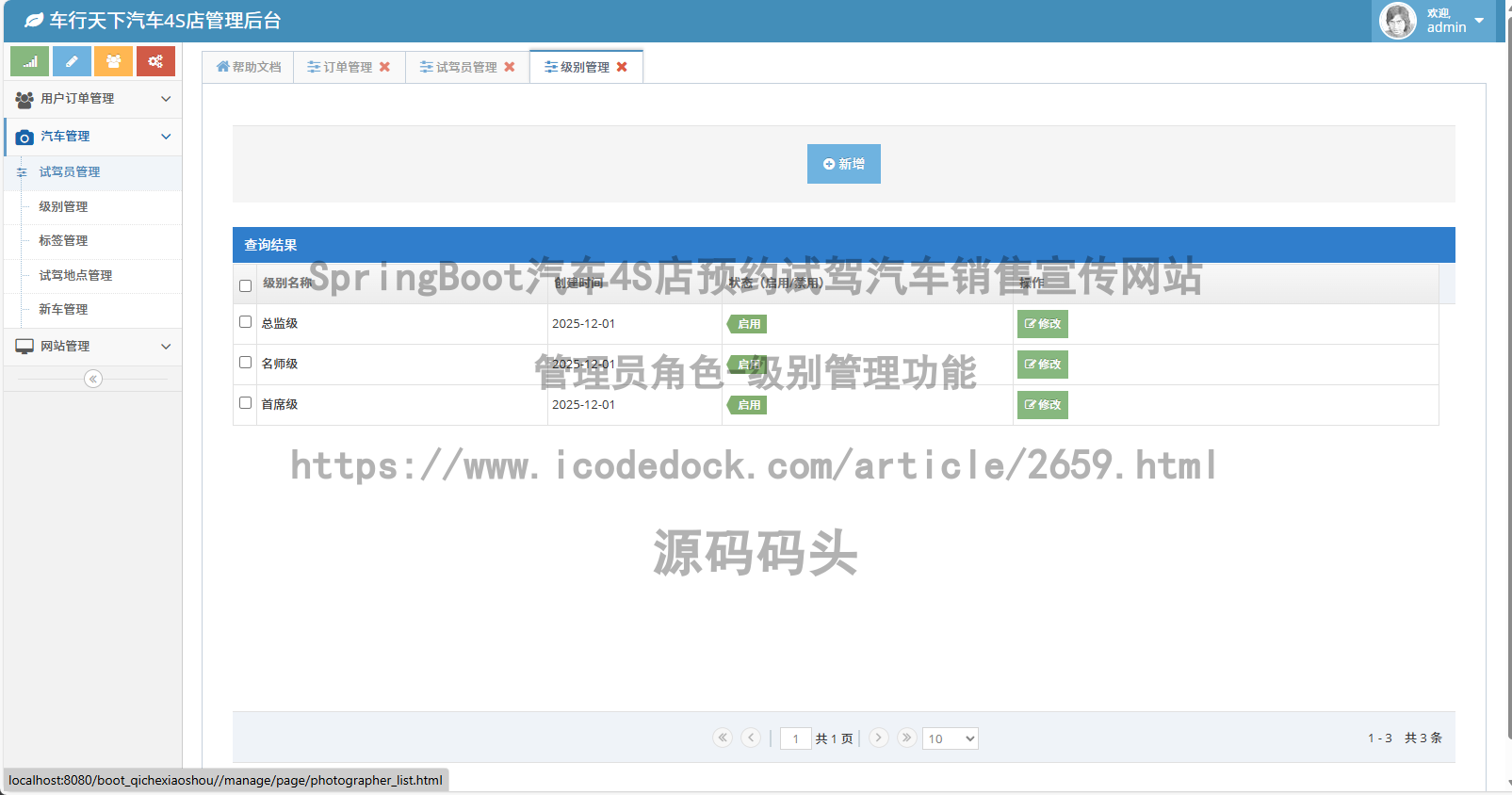 管理员角色-级别管理