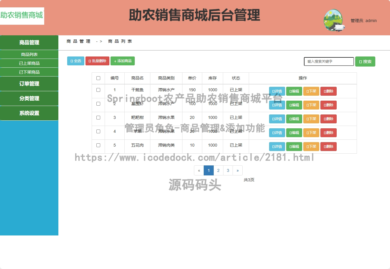 管理员角色-商品管理&添加