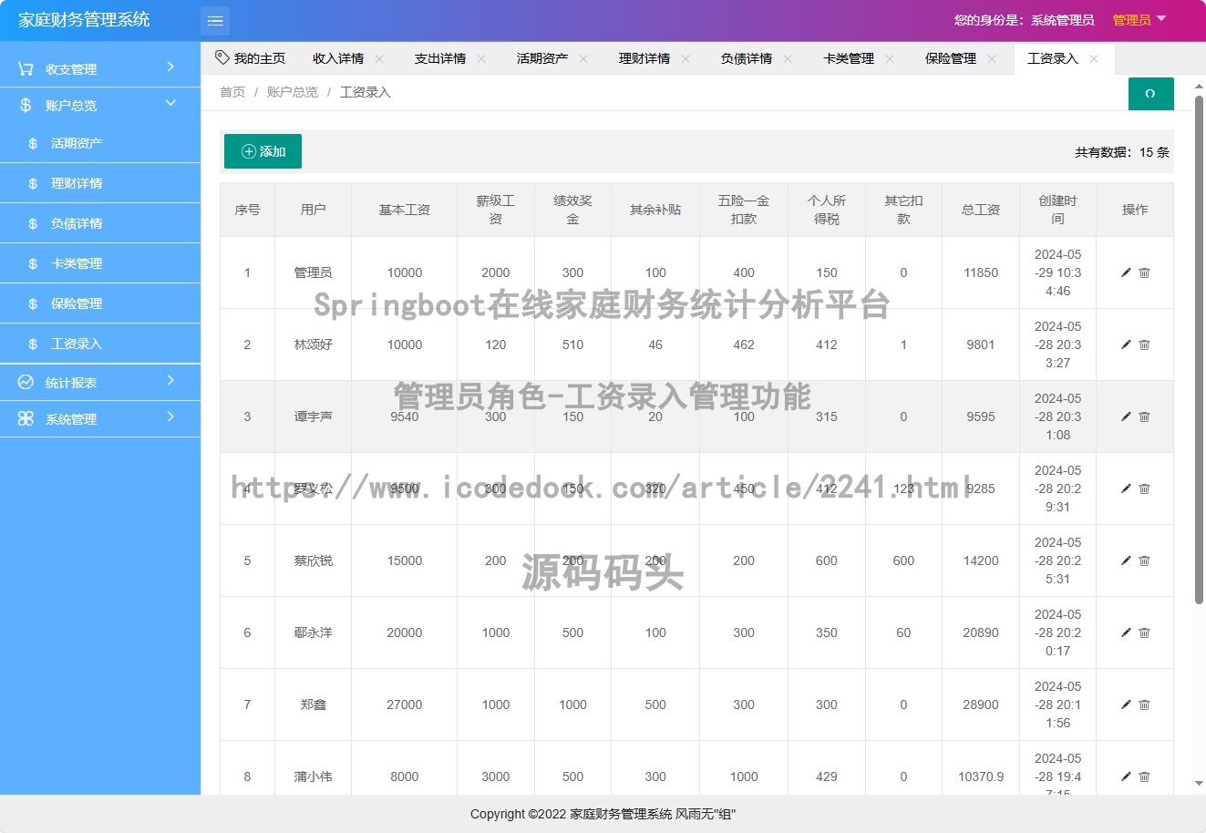 管理员角色-工资录入管理