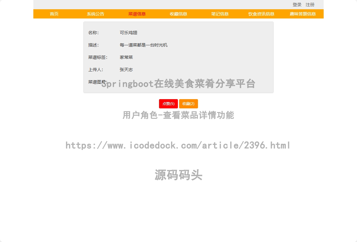 用户角色-查看菜品详情