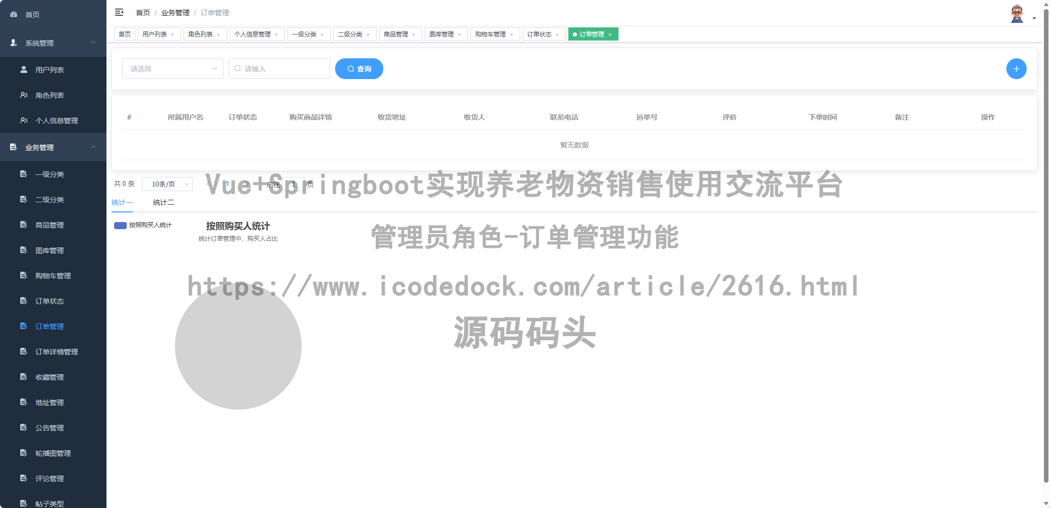 管理员角色-订单管理