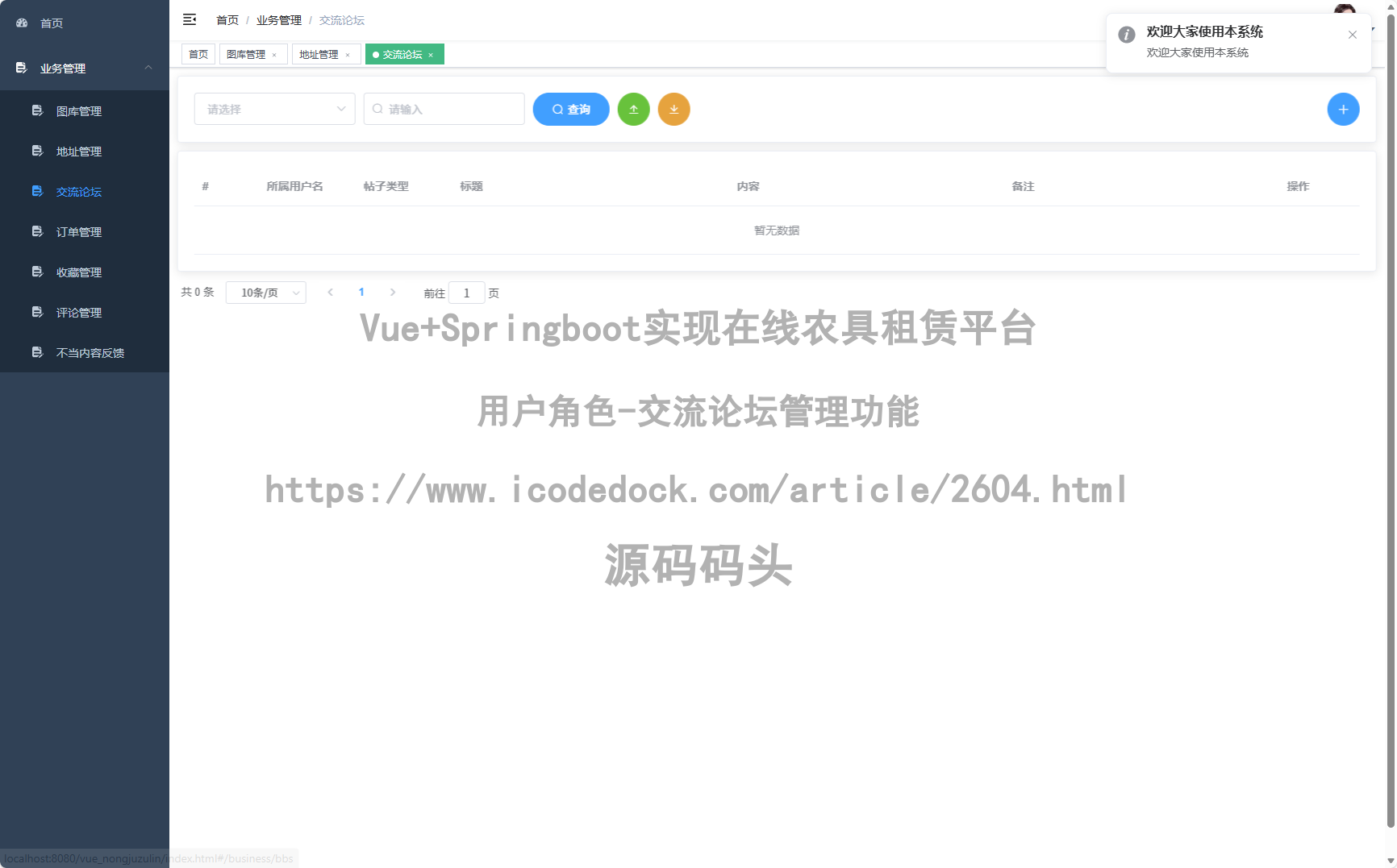 用户角色-交流论坛管理