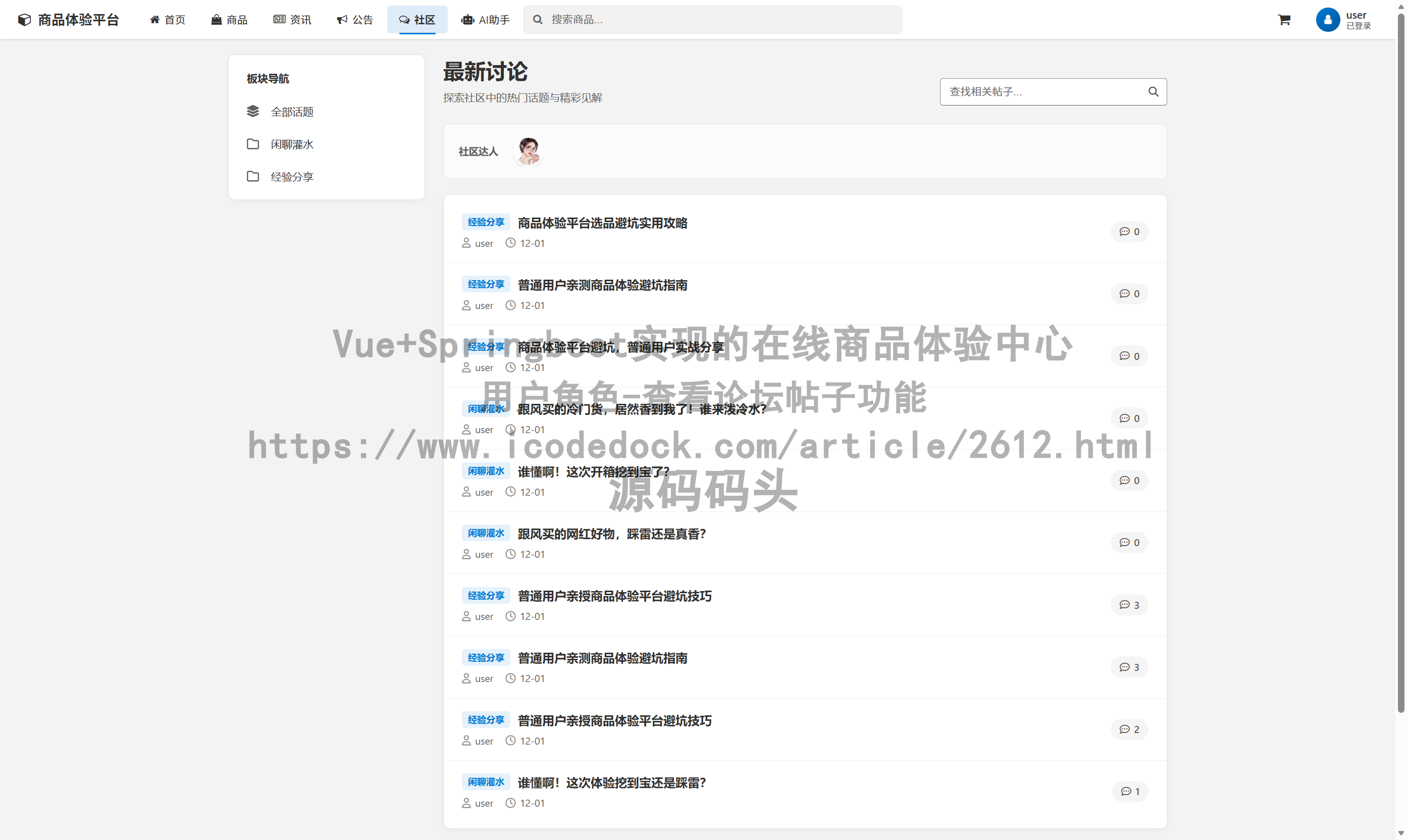 用户角色-查看论坛帖子