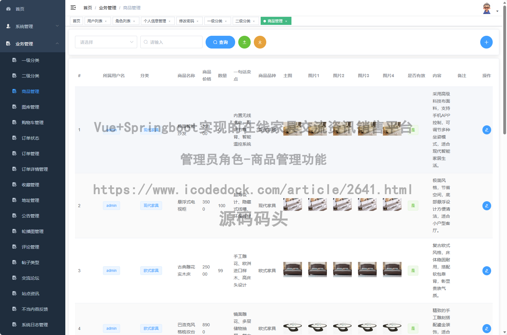 管理员角色-商品管理