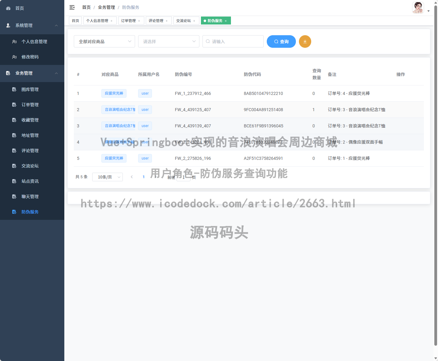 用户角色-防伪服务查询