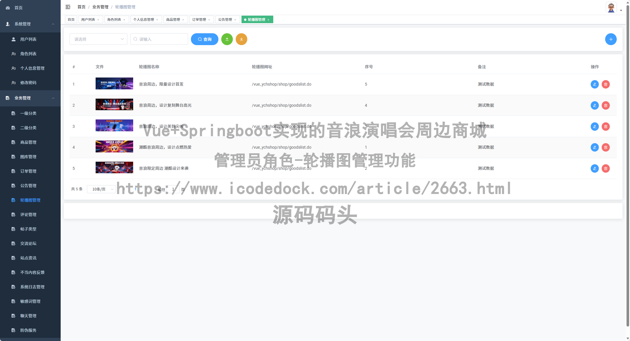 管理员角色-轮播图管理