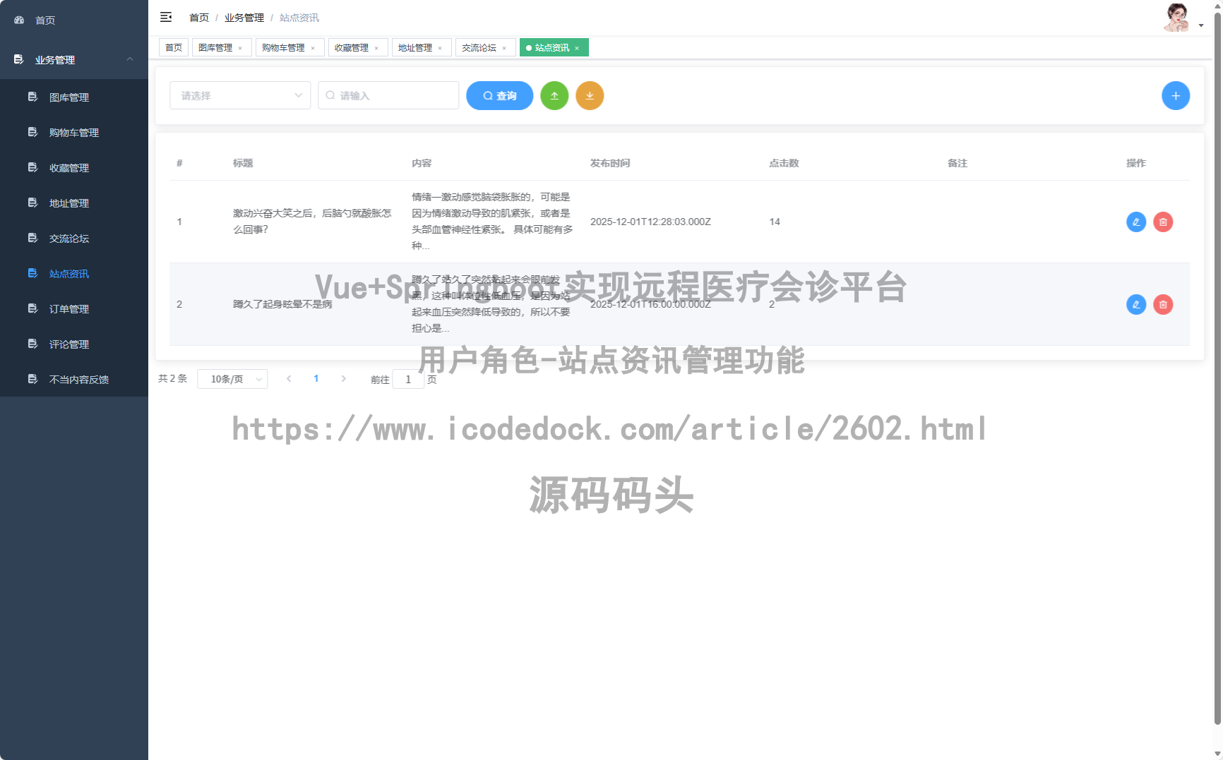 用户角色-站点资讯管理