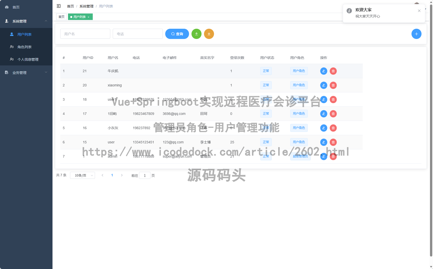 管理员角色-用户管理