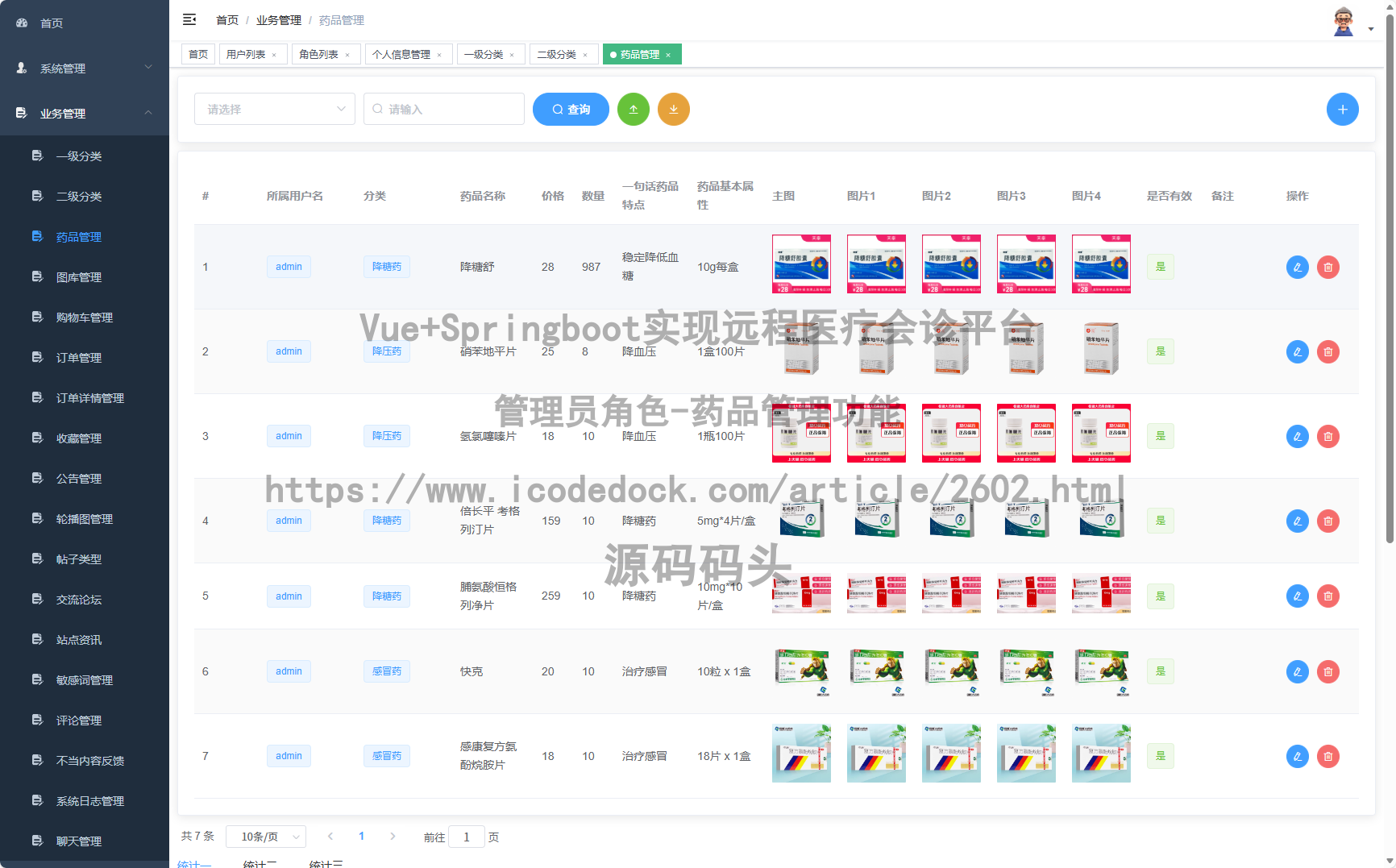 管理员角色-药品管理