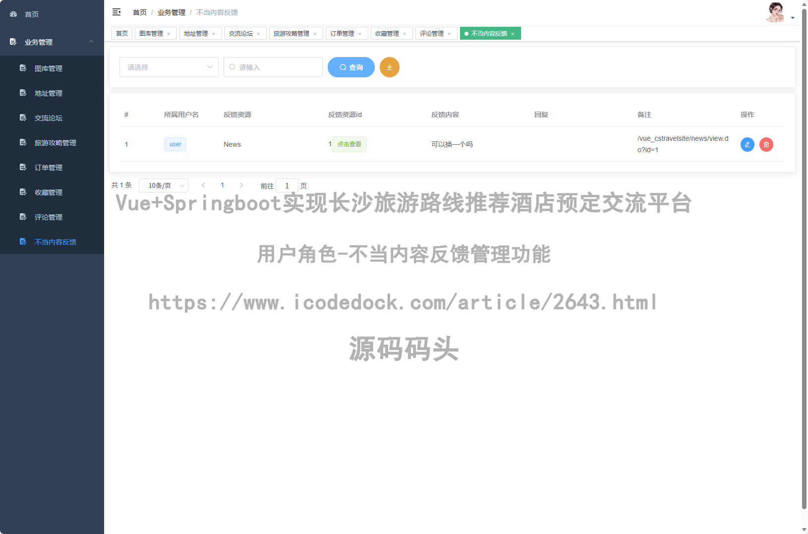 用户角色-不当内容反馈管理