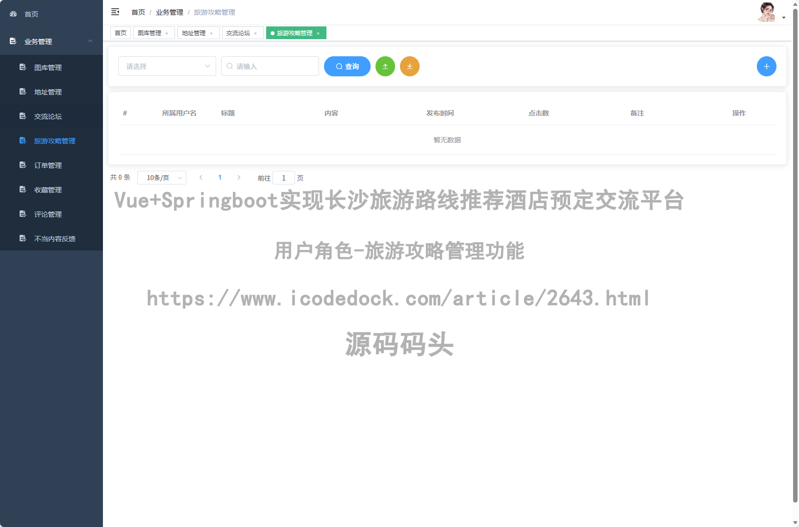 用户角色-旅游攻略管理