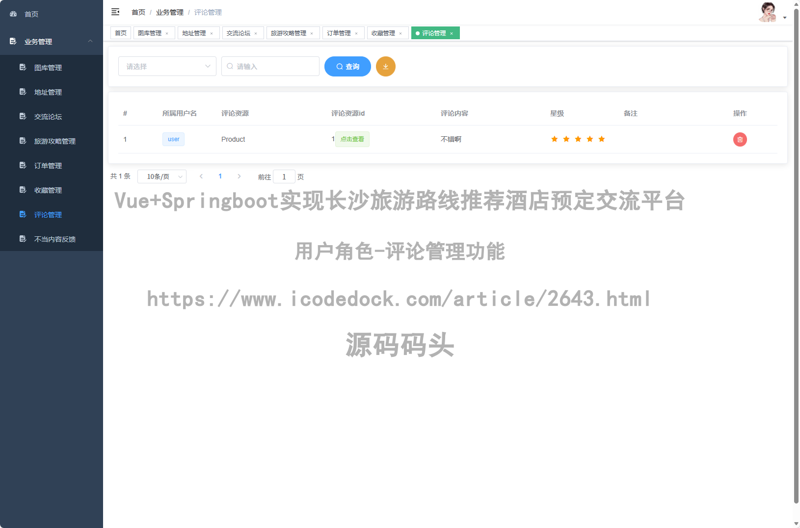 用户角色-评论管理