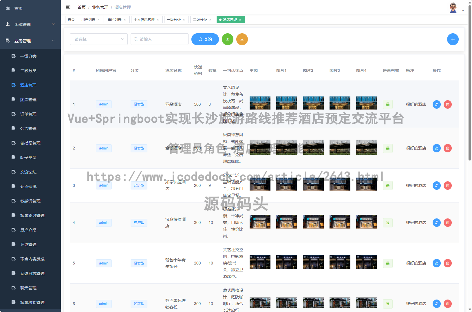 管理员角色-酒店管理